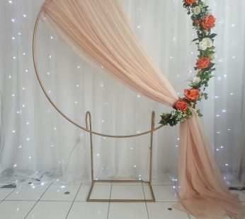 Round Frame with flower, curtain and lights