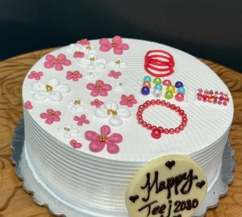 White Forest Teej Theme Cake