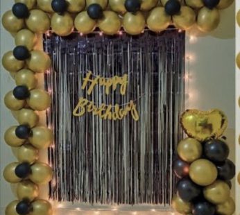Black and golden balloon with light