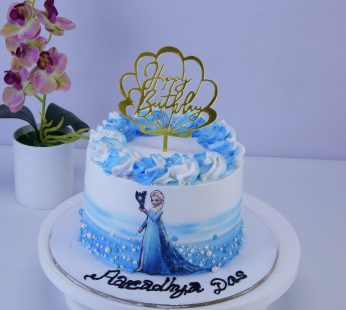 Magical Frozen Theme Cake β Blue & White Elsa Edible Image Birthday Cake