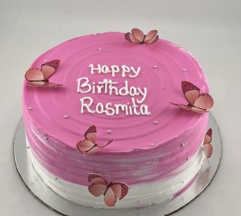Elegant Pink Butterfly Birthday Cake